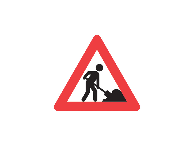 A39 - Vejarbejde. Vær særlig opmærksom på vejens omgivelser. Hastigheden skal ned og der skal vises særligt hensyn overfor de, der arbejder på vejen.