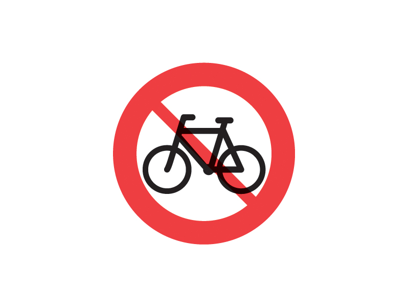 C25_1 - Cykler og lille knallert forbudt. Det kan angives med undertavle, at det også er forbudt at trække cykel og lille knallert.