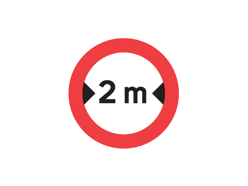 C41 - Vognbredde. Tavlen forbyder kørsel med køretøjer, hvis bredde inklusive læs er større end den angivne.