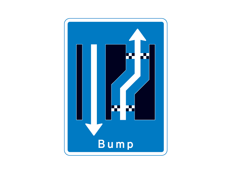 E16_3_02 - Fortsætte til højre med bump uden modkørende.