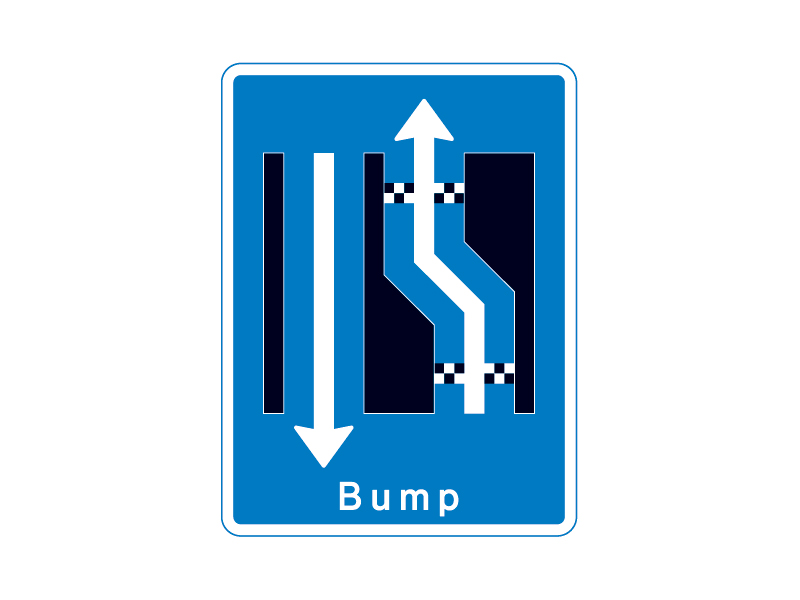 E16_3_04 - Fortsætte til venstre med bump uden modkørende.