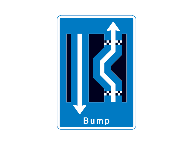 E16_3_24 - Fortsætte (venstre / højre) med bump uden modkørende.