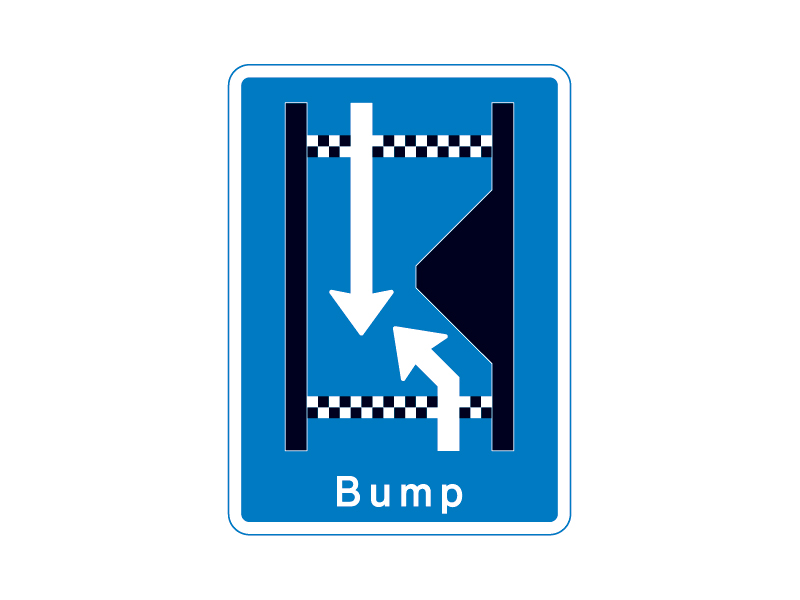 E16_4_02 - Asymetrisk indsnævring i højre side med bump med modkørende.